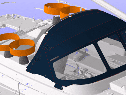 Westerly Corsair with a Tecsew 3-bar sprayhood providing increased cockpit coverage, featuring Paskal No 10 water-repellent zippers.